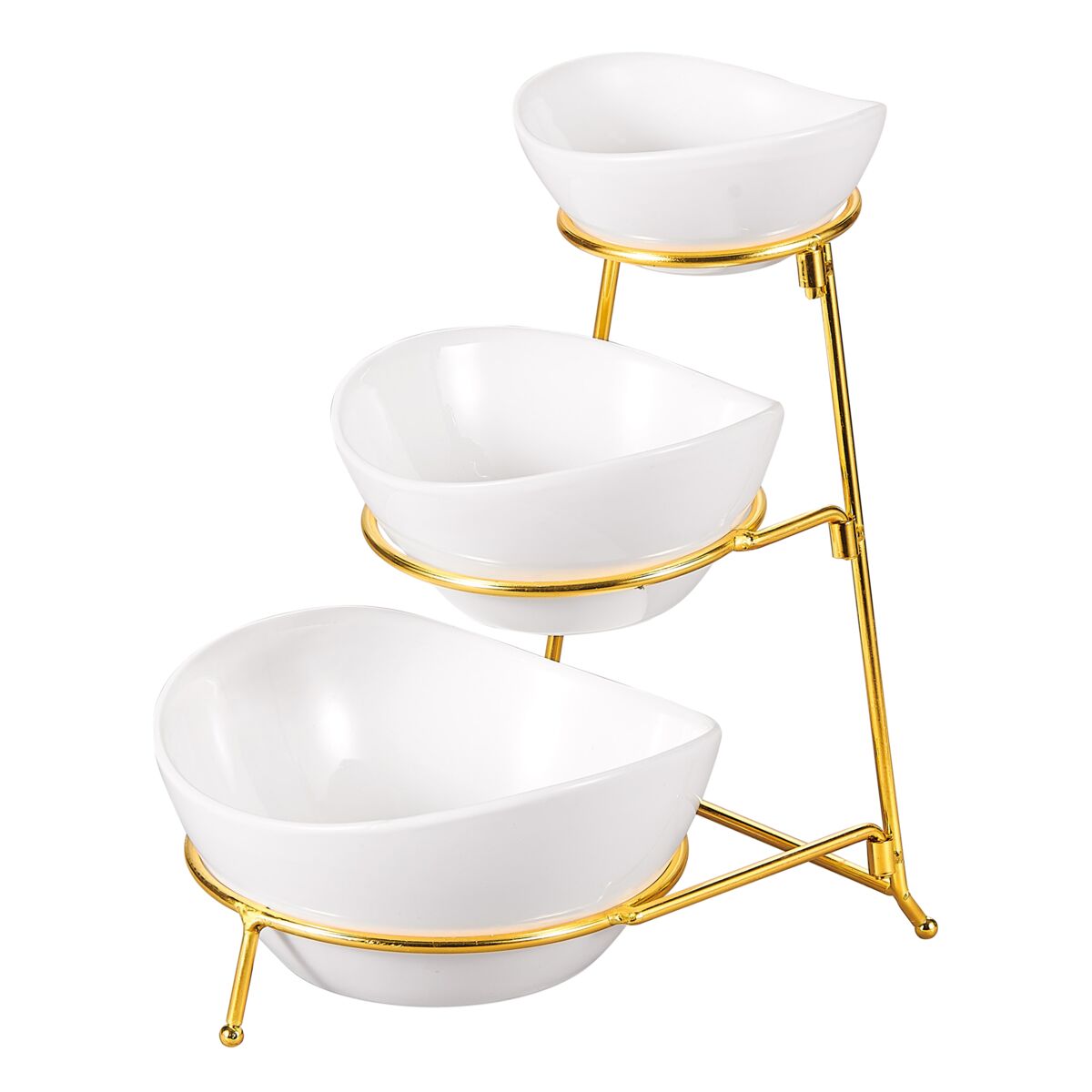 Bien Servi 4Piece Contemporary Design Serving Bowl with Stand White